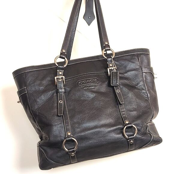 COACH♣️Black Leather Tote Bag - Picture 16 of 16